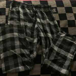 Men's Black and White Plaid Pants